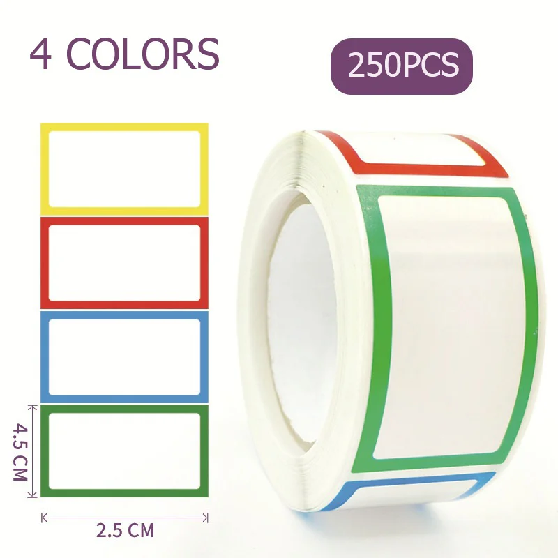 250枚 防水空白ステッカー 自己粘着式 各種取り外し可能なラベルステッカー 名札 ボトル ファイル オフィス 学校用品