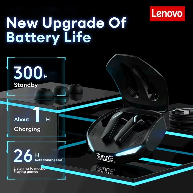 ใหม่ Lenovo XT53 ไร้สายอัพเกรดบลูทูธ 5.4 หูฟัง LED ดิจิตอลจอแสดงผลหูฟังกันน้ํา Low Latency หูฟังสําหรับเล่นเกม
