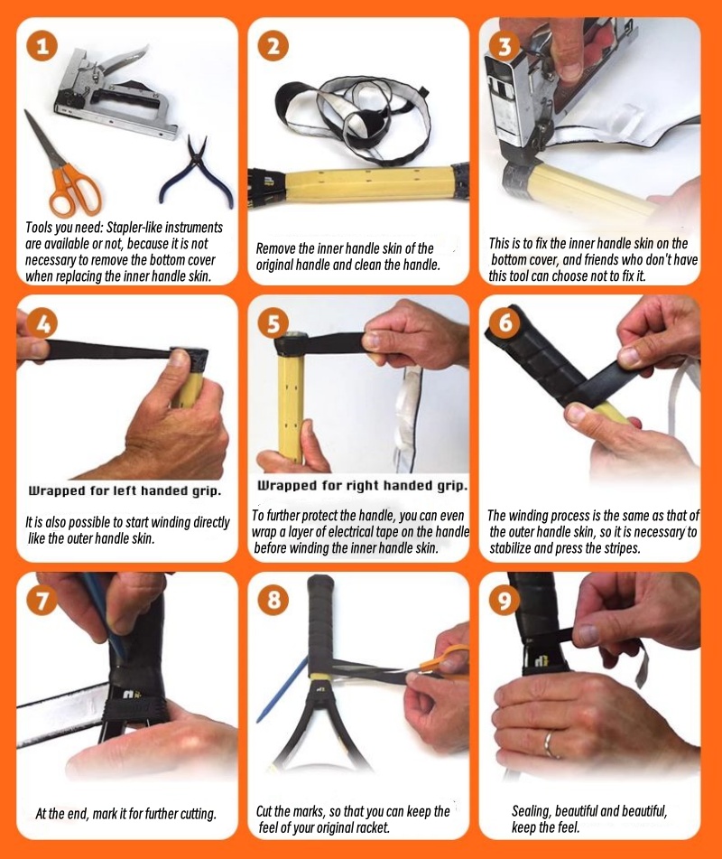 PU alça interna pele sweatband aperto raquete de tênis anti-deslizamento alça de borracha absorvente de suor