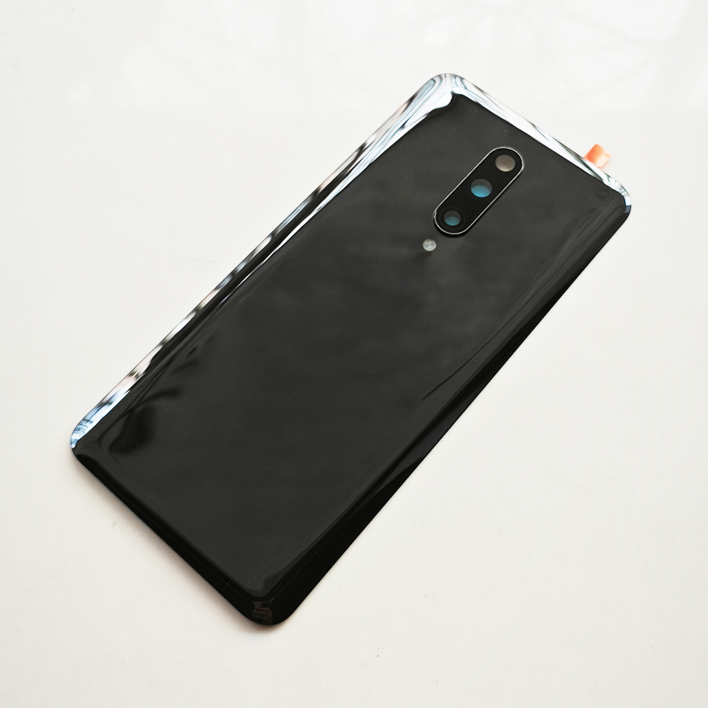 Cubierta trasera de cristal A + para OnePlus 7 Pro, carcasa de batería de repuesto para puerta trasera, cubierta de carcasa trasera con adhesivo para lente de cámara