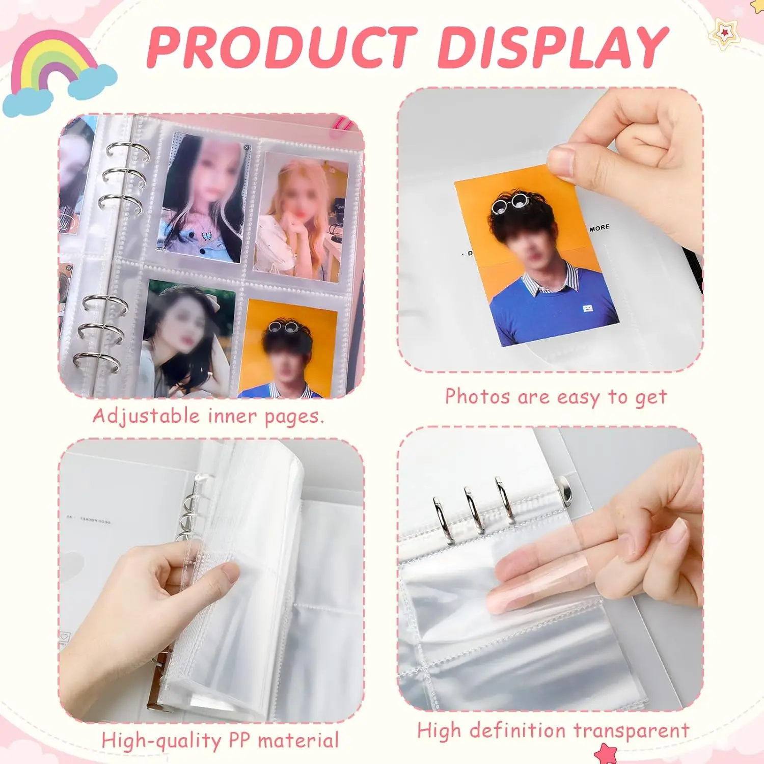 ルーズリーフフォトバインダーカードカバー、フォトカードアルバム、収納ブック、文房具、誕生日プレゼント、kpop、a5