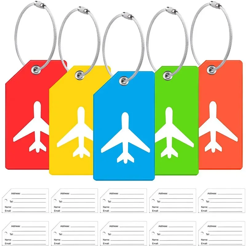 1pc Silikon Gepäck Tags Reise Zubehör Mode Rot Einfarbig Internat Gepäck Name Tags Koffer Adresse Label Halter