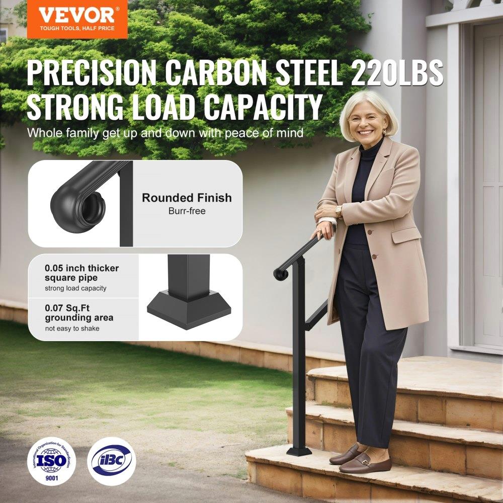 2-3 Step Handrails for outdoor Stairs - Porch Deck Safety Aid for seniors
