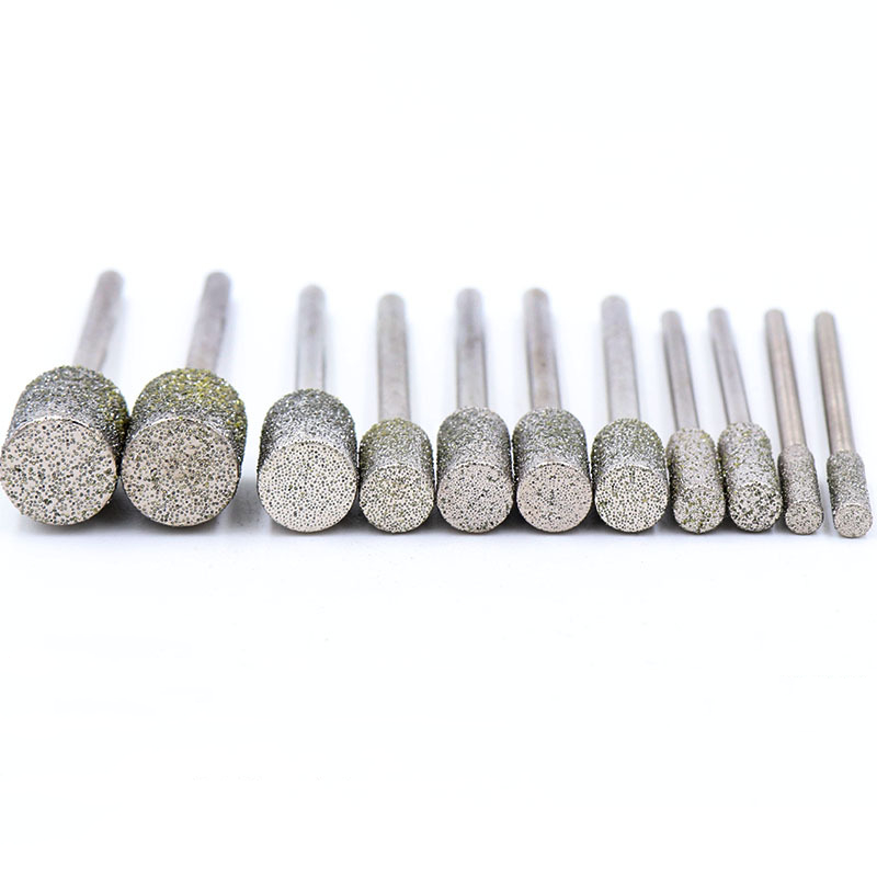 1/3/5pcs Cylindrical Diamond Burr Grinding Bit 2.35/3mm Shank Jade Carving Grinding Bit Dremel Rotary Tool