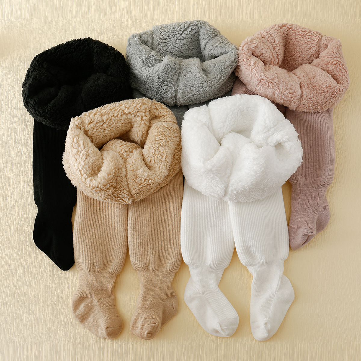 inverno Neonate infantili Fodera in pile polare strisce leggings più collant di cotone caldo spesso i bambini del bambino Tenere al caldo collant