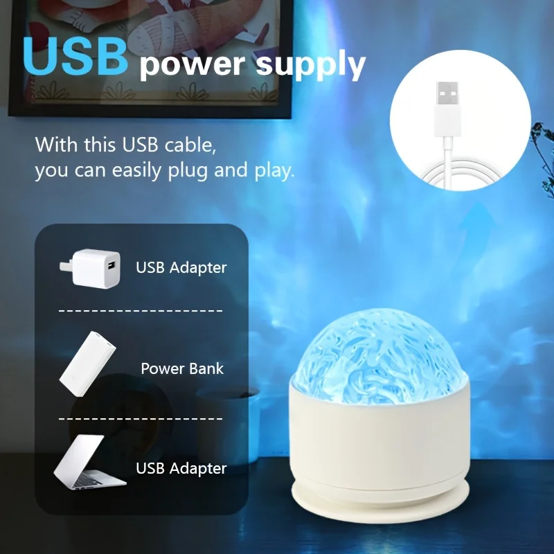 Lampada per proiettore Northern Aurora/ondulazione d'acqua Luce notturna a LED con telecomando Decorazione per feste Proiettore di luce Luce d'atmosfera