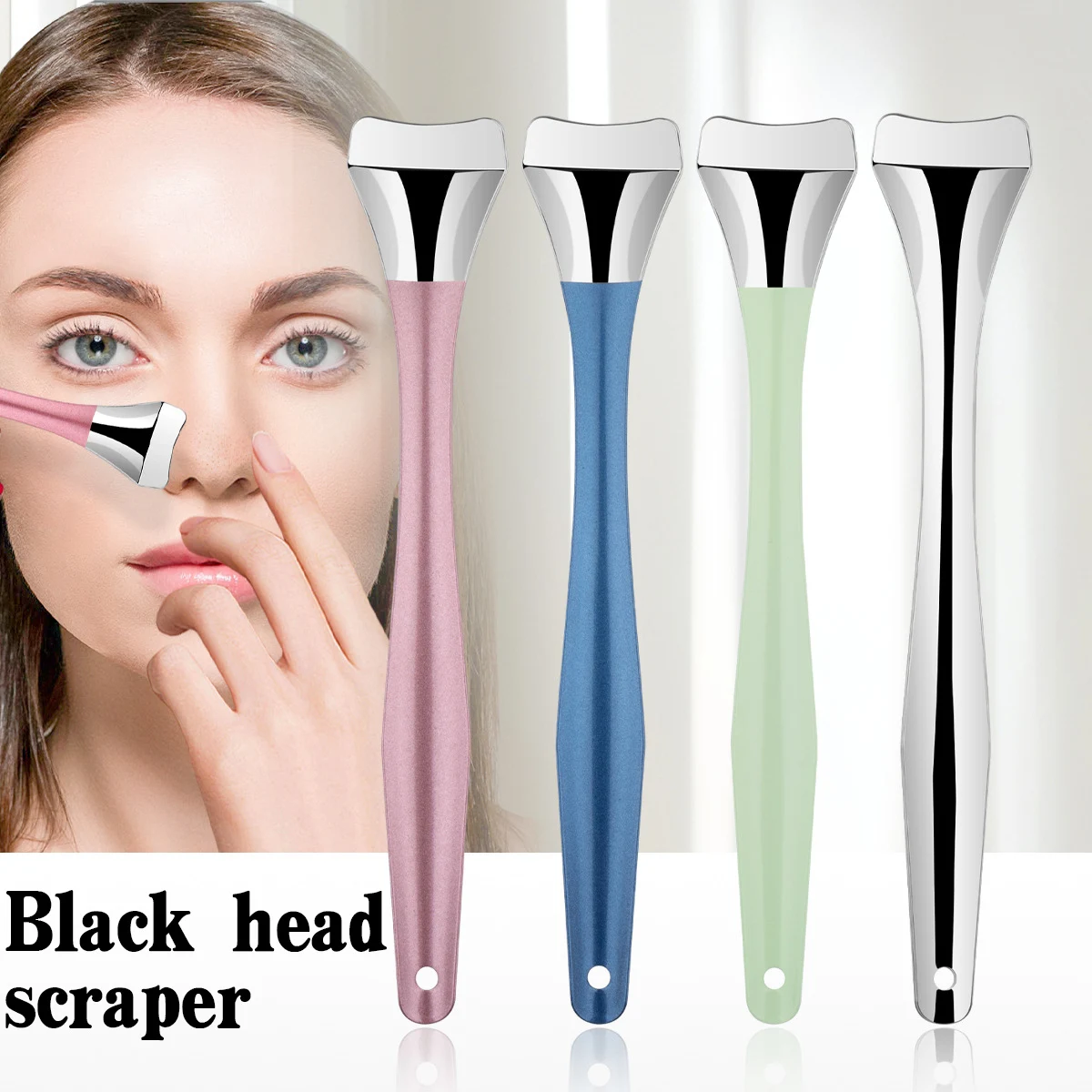 Herramienta de eliminación de espinillas de acero inoxidable: sin electricidad, sin fragancia. Herramienta de limpieza facial - Para limpieza profunda de poros.