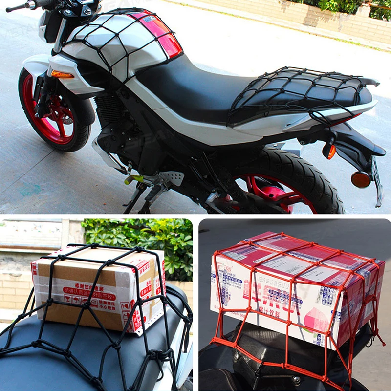 Blalion rede de bagagem para motocicleta, 6 ganchos, segurar tanque de combustível, malha de bagagem, estilo web, alta qualidade, rede de carga ajustável para moto