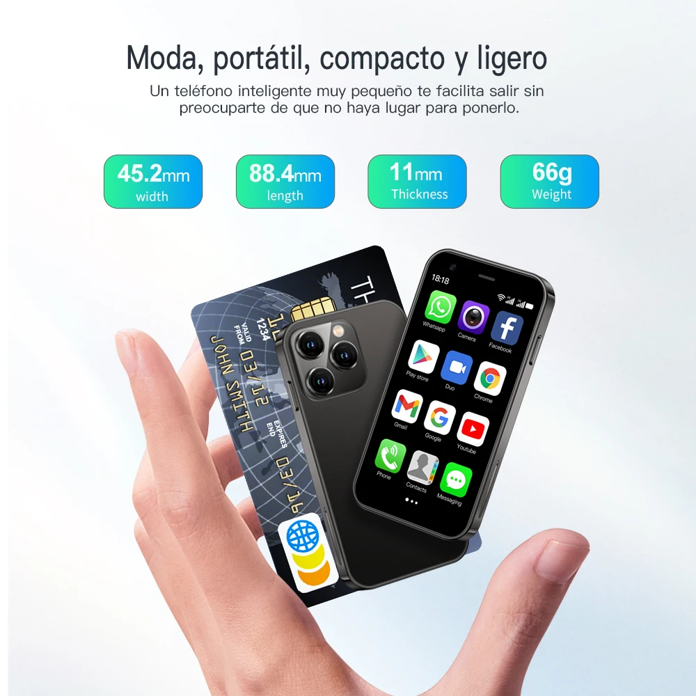 SERVO 15SE Mini Smartphone 3G WCDMA sistema Android WiFi Hotspot Play Store 3,0 "pantalla pequeña palma teléfonos inteligentes Dual SIM en espera