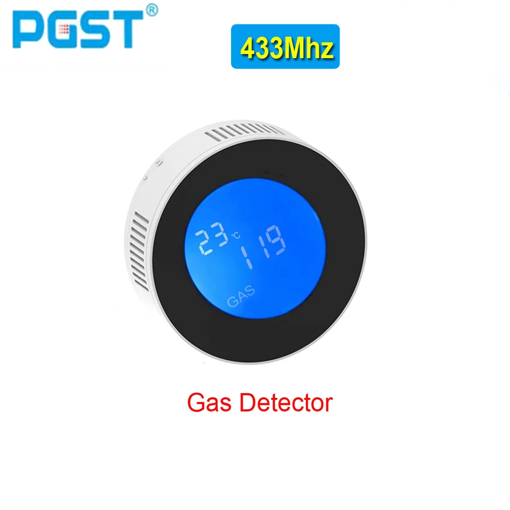 PGST 433Mhz ดิจิตอล LCD ไร้สาย Gas ALARM,เชื้อเพลิง NATURAL Gas Leak Detector,ครัวเรือนและห้องครัวอัจฉริยะเซ็นเซอร์