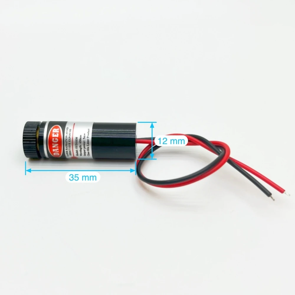24V industrial grade laser module 12mm 650nm red light laser head, straight line, cross line, point shaped adjustable focus