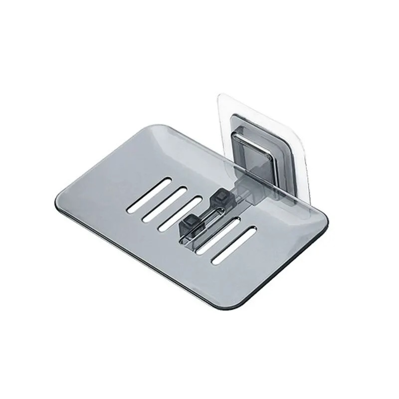 1PC Transparent Drain Soap Holder No Punch Paste Wall Mounted Shower Toilet Suitable For Plastic Storage Box