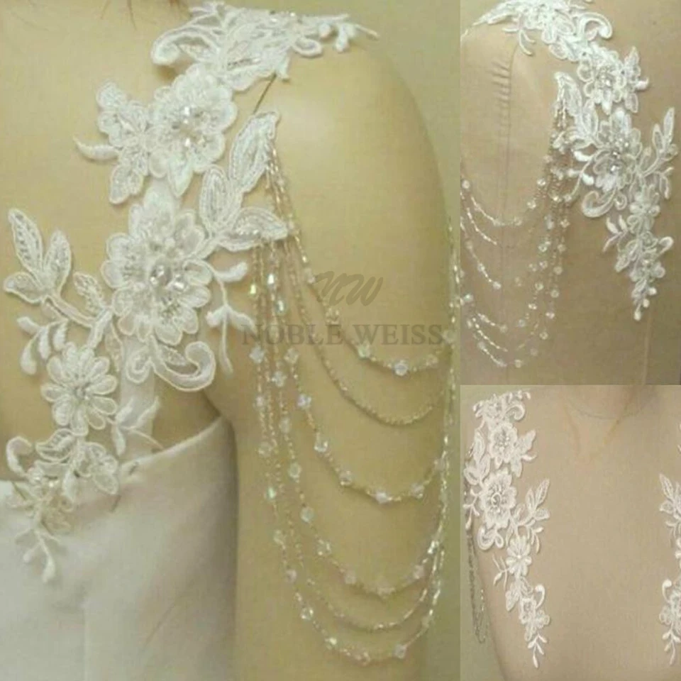Abnehmbare Hochzeitskleid-Träger, Hochzeitsjacken, Spitzenoberteil, Braut-Bolero-Schalträger für trägerloses Kleid, ein Paar individuell gestaltet