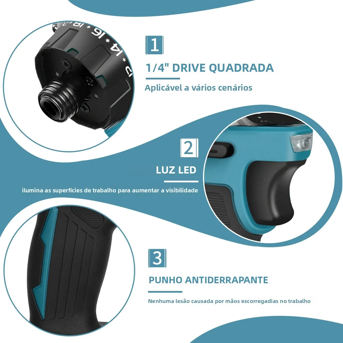 AvidPulse 20 + 1 Torque 1/4 polegadas Chave de fenda elétrica sem escova sem fio 280N.m Furadeira elétrica Ferramenta elétrica para Makita 18v Bateria