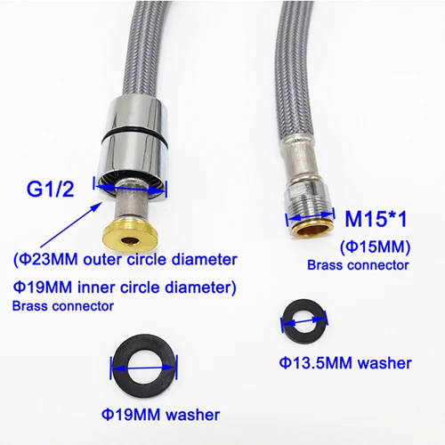 50 ซม./60 ซม./85 ซม.F1/2 M15 * 1 ไนลอนถักท่อน้ําแบบยืดหยุ่นสําหรับห้องครัวดึงออกก๊อกน้ําท่อปั่นสีดําสีเทาประปา