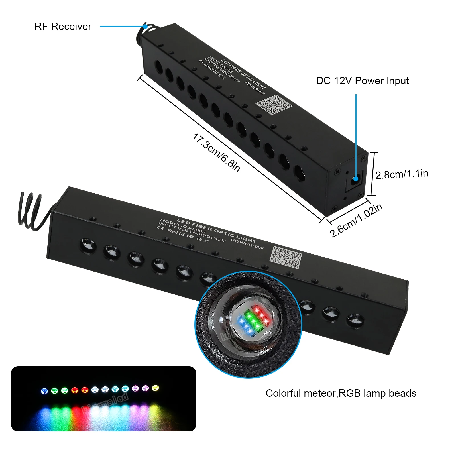 9w 12 leds estrelas cadentes céu app rgbw luzes de fibra óptica com estrela de fibra óptica teto do carro efeito meteoro luz kit motor
