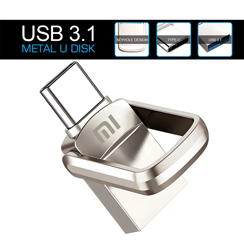 XIAOMI 2TB USB Flash Drive Lightning Interface 2 IN 1 USB3.0 Pen Drive 1TB TYPE-C Pendrive Usb Memory Disk For Android/iphone