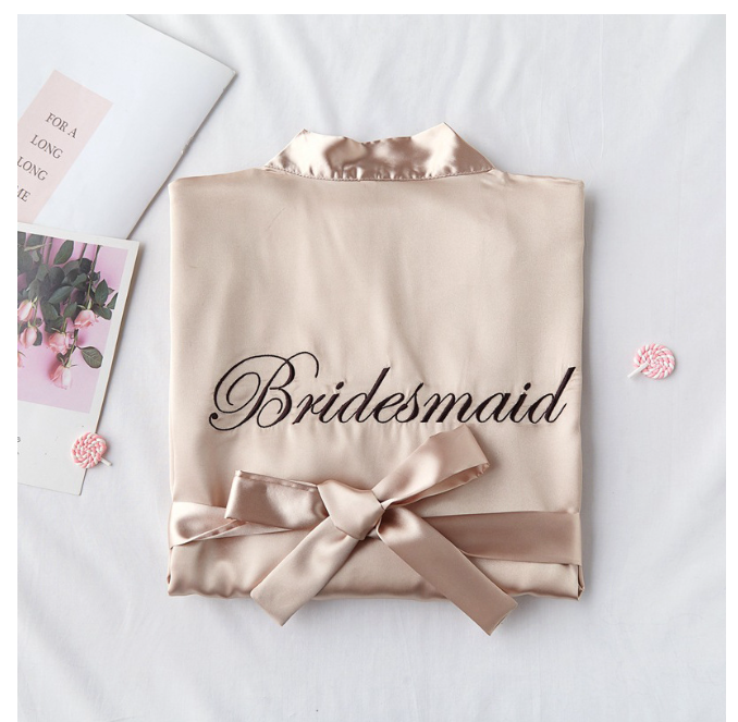 เจ้าสาวทีมเจ้าสาวซาติน-ผ้าไหม Robe งานแต่งงาน Bridesmaid Robes ผู้หญิงเจ้าสาว Bachelorette Party ของขวัญงานแต่งงาน Decor