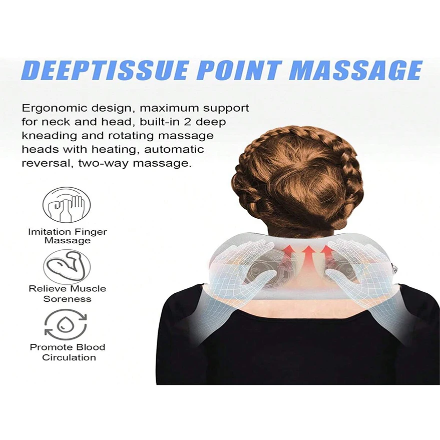 U-Shaped Cervical Neck Massager Pillow Soothing Heat Deep Tissue Kneading Durable Memory Sponge Relaxing Travel Companion For