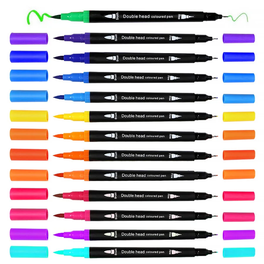 24/36/48/60 สีสีน้ํา Dual แปรง MARKER นุ่มยืดหยุ่นเคล็ดลับสําหรับวาดผสมอะนิเมะการ์ตูน Markers