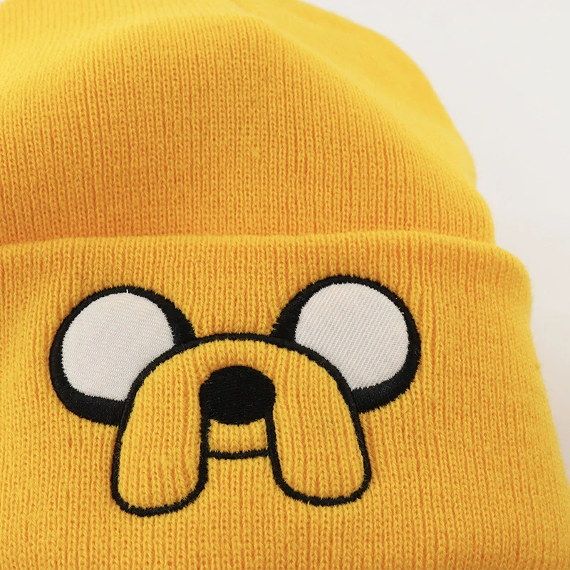 1Pcs Cute Puppy Pattern Embroidered Knitted Hat, Yellow Ear Protection Hat, Versatile Warm Hat For Autumn and Winter