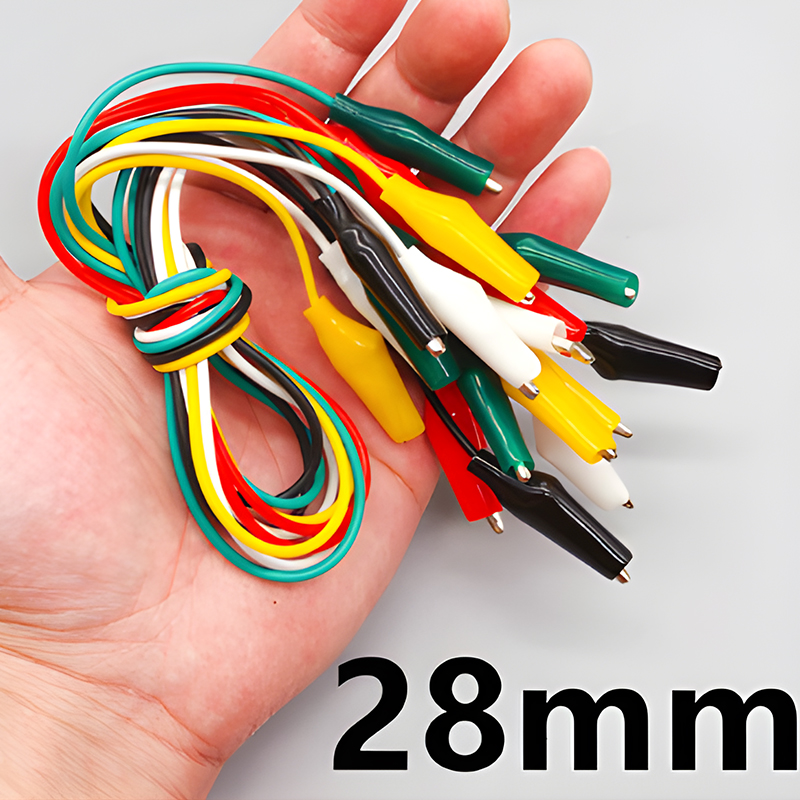 Clip de cocodrilo de 50cm y 28mm, Clips de cocodrilo de doble punta, Clip de Cable de prueba para pruebas eléctricas, conexión de circuito