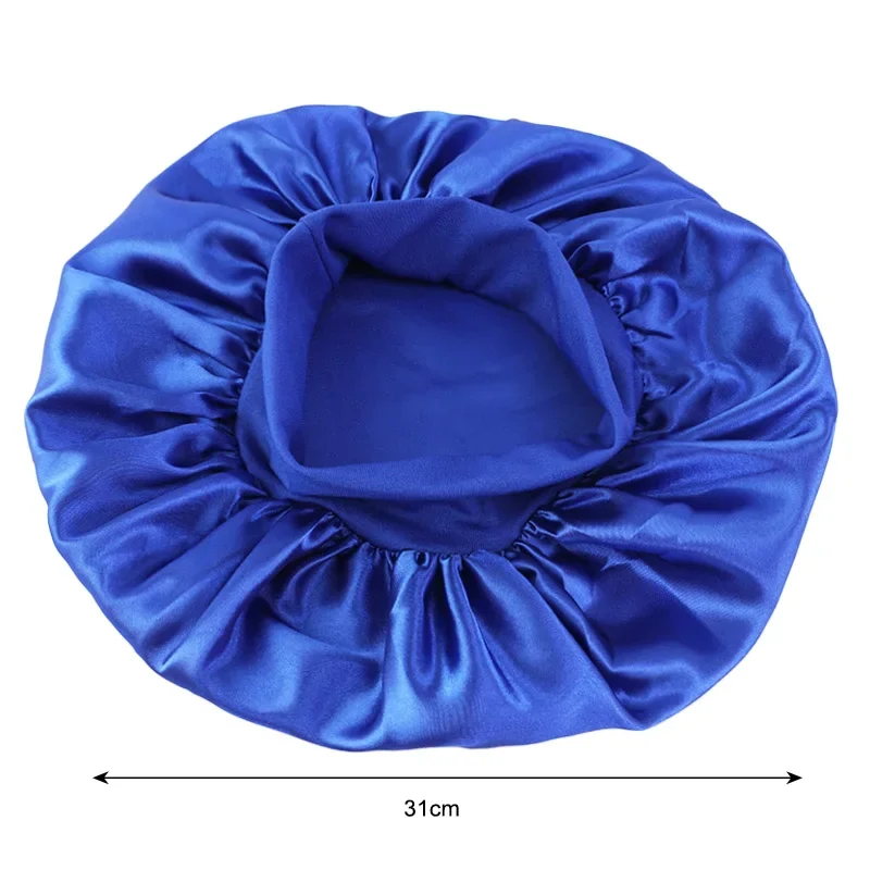 Cappello da notte a tesa larga in raso solido da donna nuovo Cappello da notte unisex con fascia elastica avvolgente per la cura dei capelli Cappello da notte cofano de nuit
