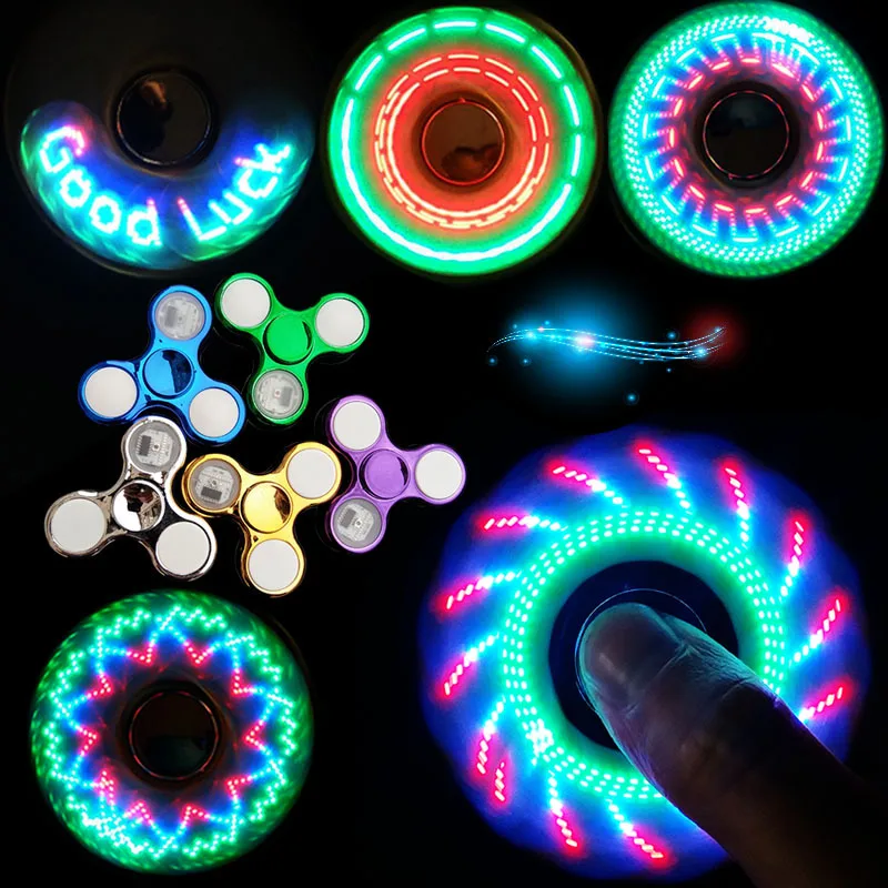 Giradores de ponta do dedo com luz LED criativa de 6 cores Mudam giradores de mão no escuro no dourado Brinquedo de alívio de pressão presentes para crianças