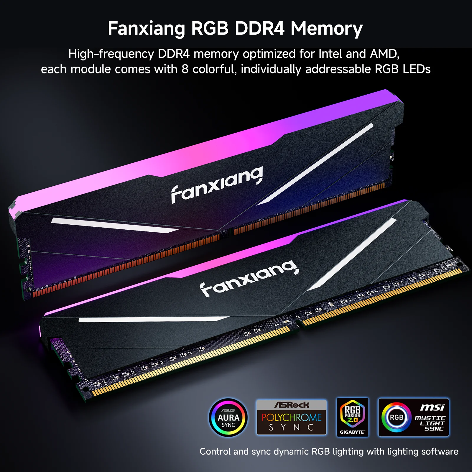 Fanxiang UD11 RGB memoria Ram DDR4 16GB 32GB 3200-3600MT/s escritorio no ECC juegos de escritorio módulo de memoria RAM de doble canal para PC