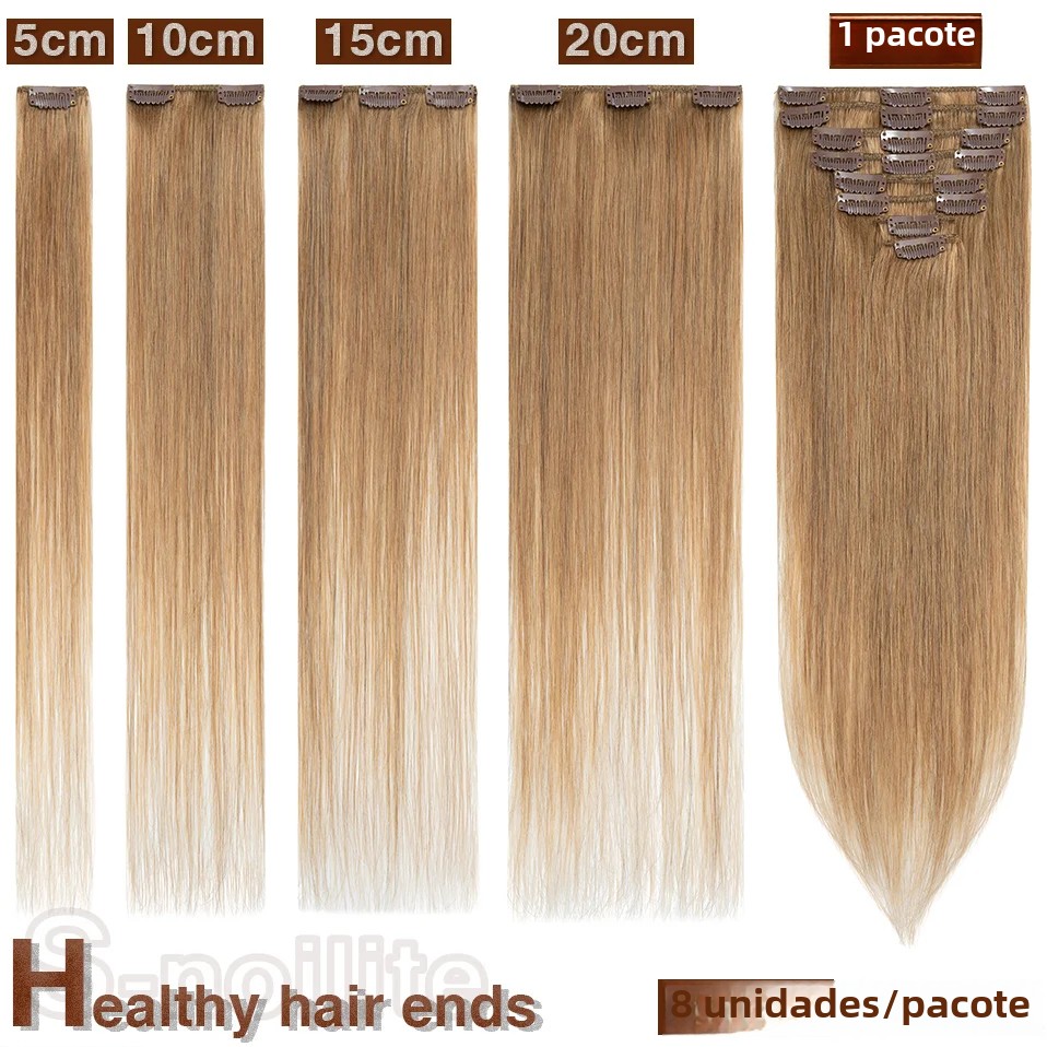 S-noilite extensões de cabelo natural 50-80g cabelo humano fino em linha reta peruca 8 "-24" 8 pçs/set clipe de cabeça cheia em grampo de cabelo natural