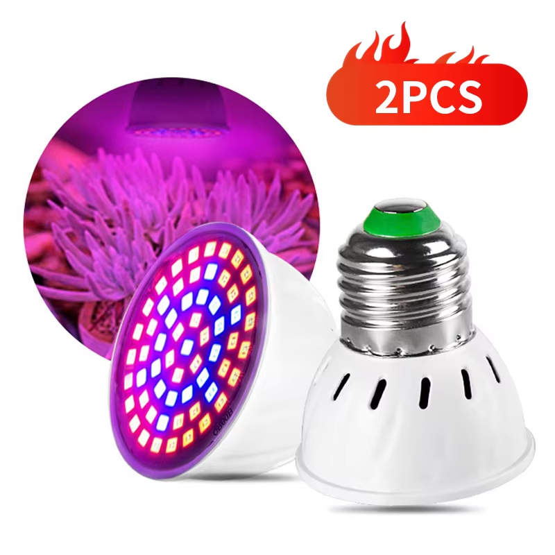 2 Stuks Volledige Spectrum E27 220V Led Plant Grow Gloeilamp Fitolampy Phyto Lamp Voor Kamerplanten Tuin hydrocultuur Groeien Tent Box
