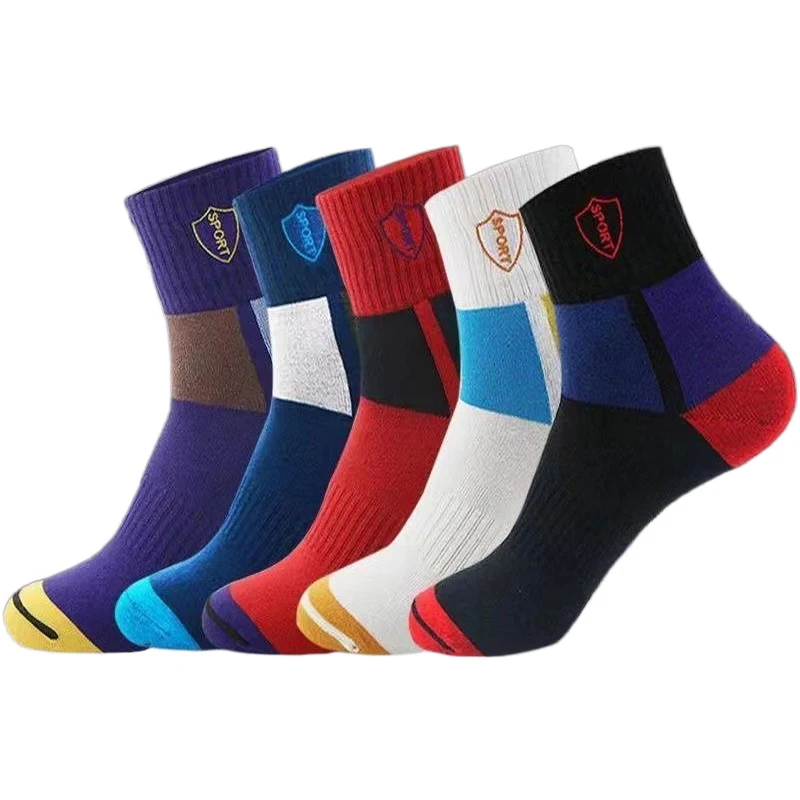 10 pares de calcetines deportivos antiolor para hombre, calcetines deportivos a media pantorrilla, primavera, verano, cuatro estaciones, otoño e invierno, algodón, negocios para hombre