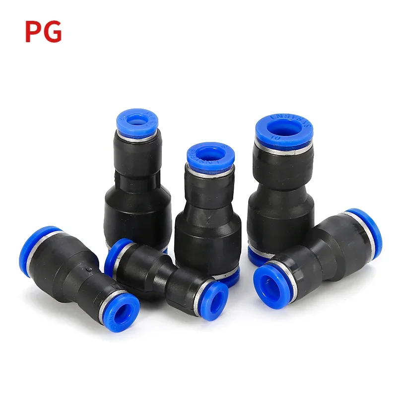 Accesorios Neumáticos, Conector de plástico, Junta reductora PG para tubo de manguera de agua y aire, conexión rápida de Gas recto