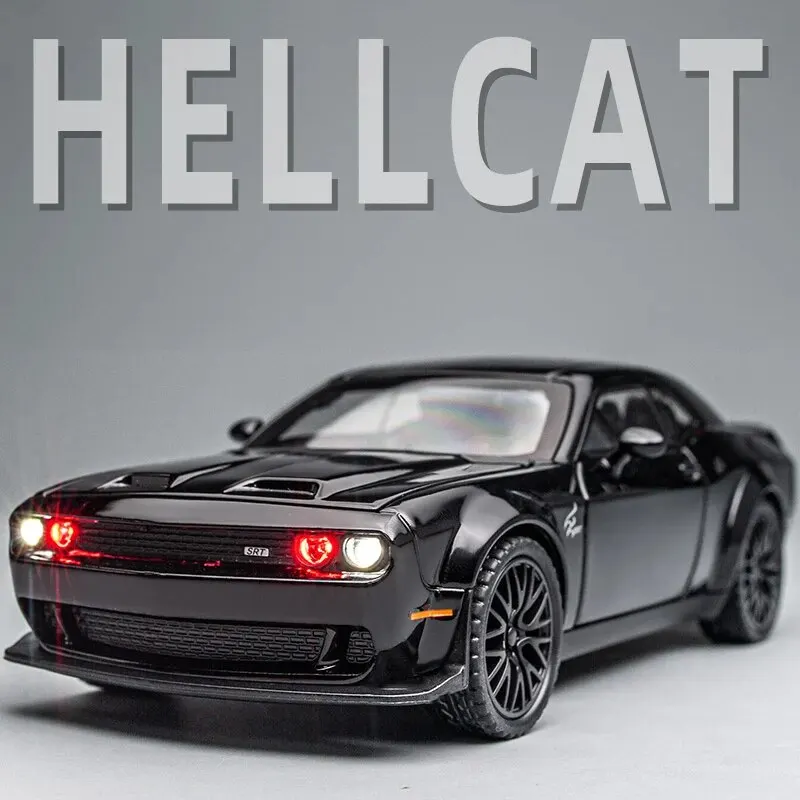 Dodge Challenger Hellcat Zabawkowy samochód w skali 1:32 Odlewane metalowe samochody Zabawka Wycofać Hellcat Modele samochodów z dźwiękiem i światłem Hellc