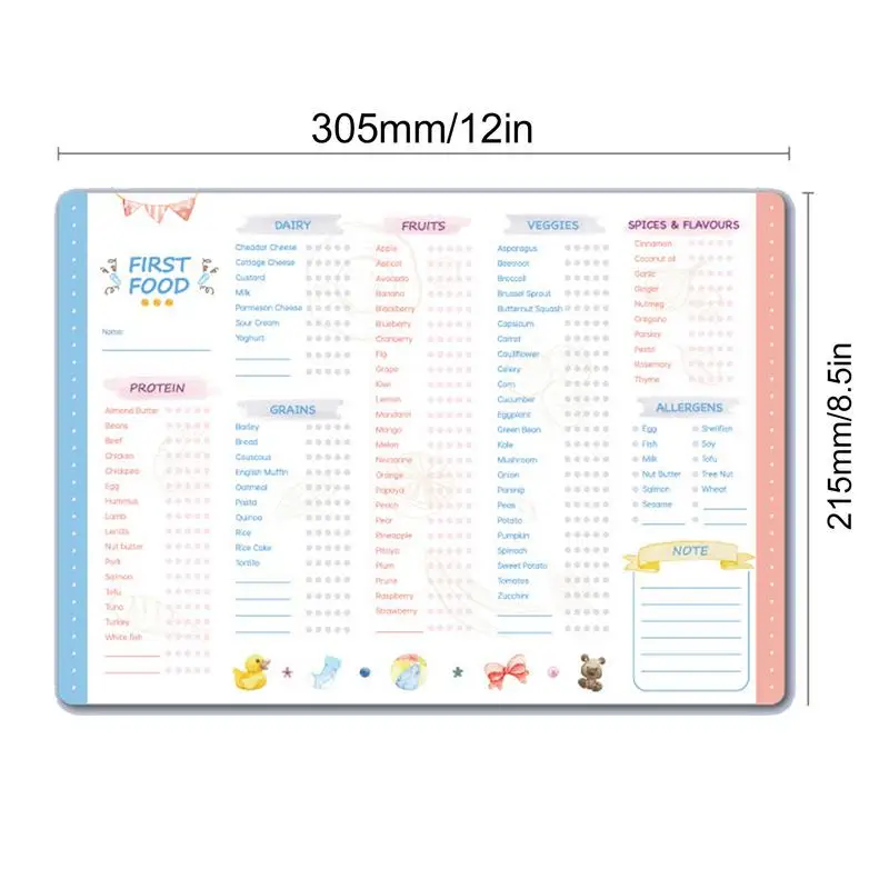 Baby First Foods Checklist Magnetic Repeatable Baby Feeding Tracker Weaning Essential Reusable Toddler Food Chart Fridge Magnet