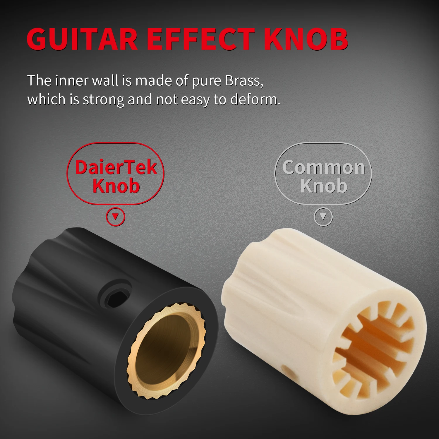 DaierTek 10 Stück Black Davies 1900h Clone Gitarreneffektpedalknopf 1/4 Schaftstellschraube für Verstärkerverstärker Boss Lautstärkeregler