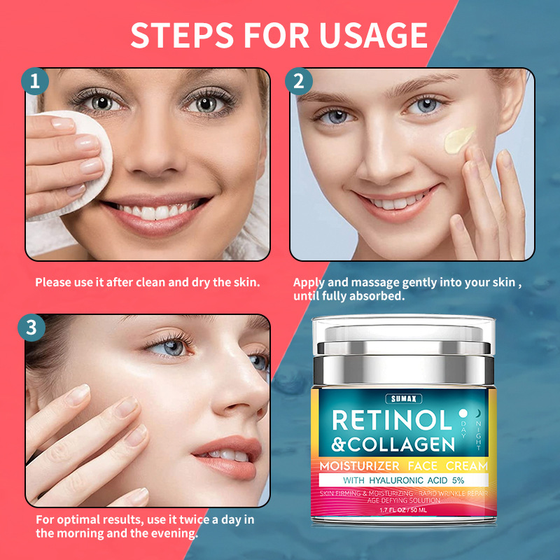 Retinol crema facial antienvejecimiento hidratante eliminador de arrugas colágeno cremas de ácido hialurónico cuidado de la piel 50ML