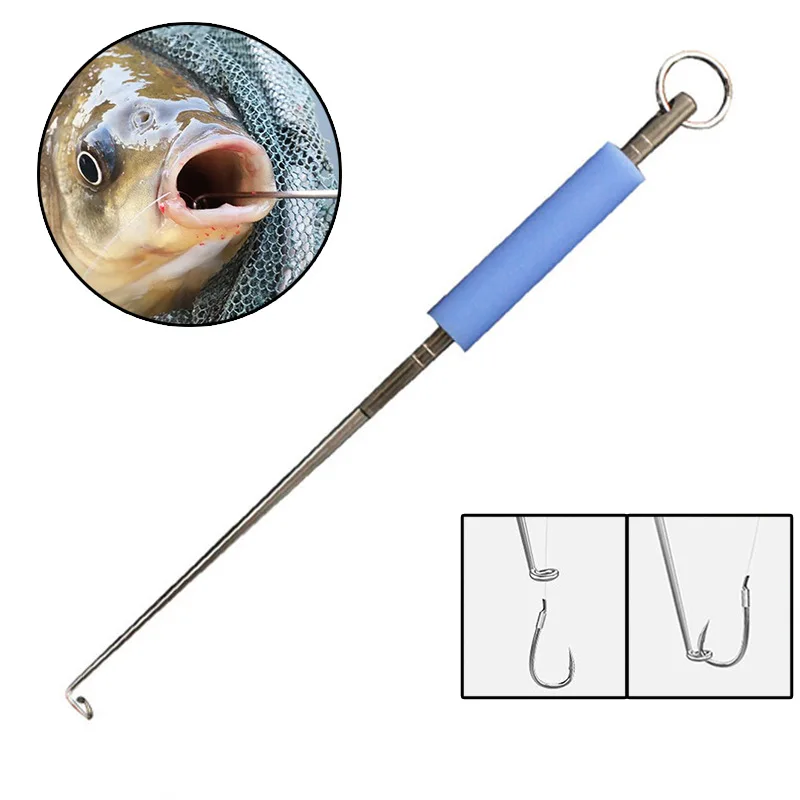 Aço inoxidável Unhooking removedor, pesca cego poking, removedor fishhook, garganta profunda, peixe extrator