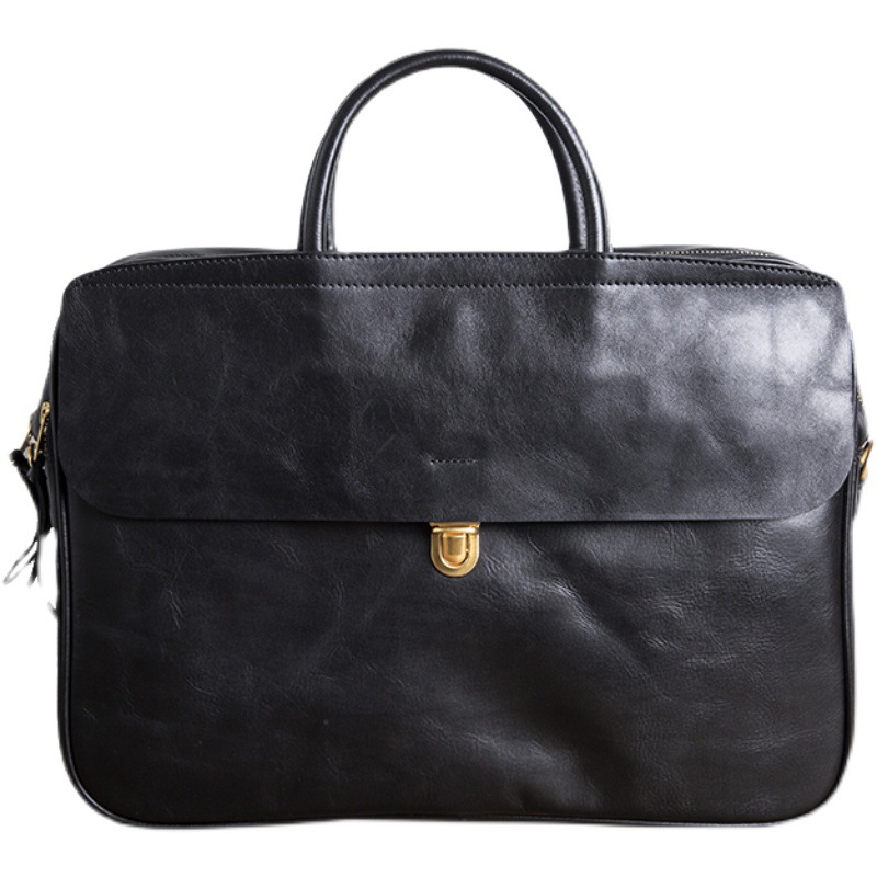 2024 Luxe Merk Opvouwbare Trolley Box Handtas Mannen Lederen Retro 15 Inch Aktetas Hoofd Koeienhuid Zakelijke Computer Tas