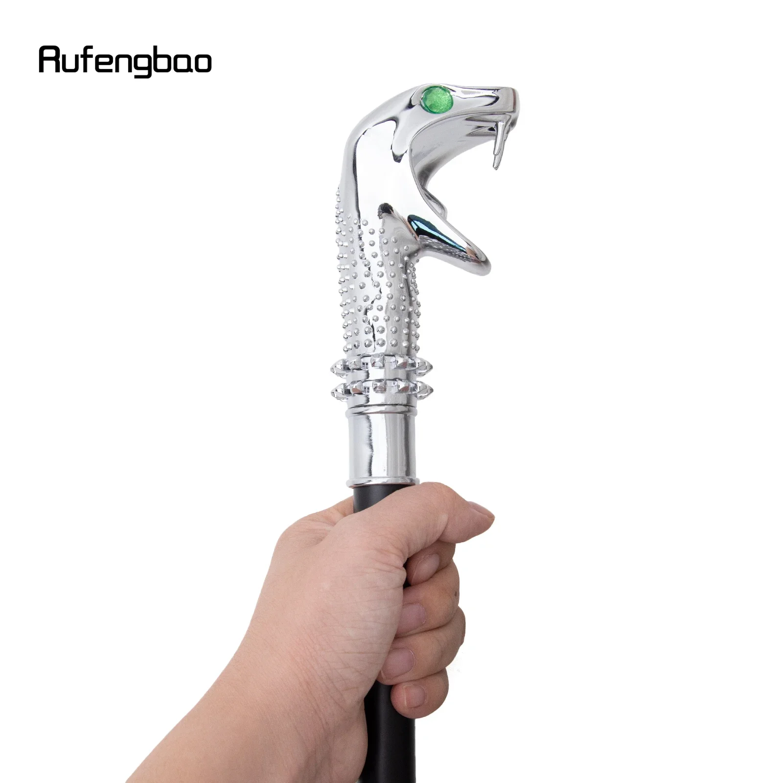 สีขาวหรูหรางู Cobra ตาสีเขียวแฟชั่นเดิน Stick Party ตกแต่งเดิน Cane Elegant Crosier ลูกบิดเดิน Stick 92 ซม