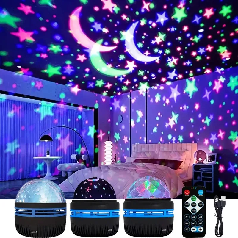 Luce notturna stellata a LED Telecomando rotante Galaxy Aurora Lampada da proiezione USB Plug-in Magic Ball Stage KTV Atmosfera Decor