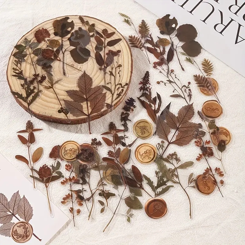 JIANQI 40 pcs Dried Flower Collection Record PET Stickers Decorative handmade Scrapbooking Material Diary Album Craft Supplies