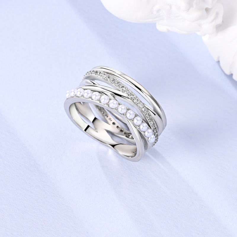 แหวนผู้หญิง 925 เงินประกายZircon Minimalist Geometric Star Xแหวนโรแมนติกหมั้นเครื่องประดับวาเลนไทน์ของขวัญ