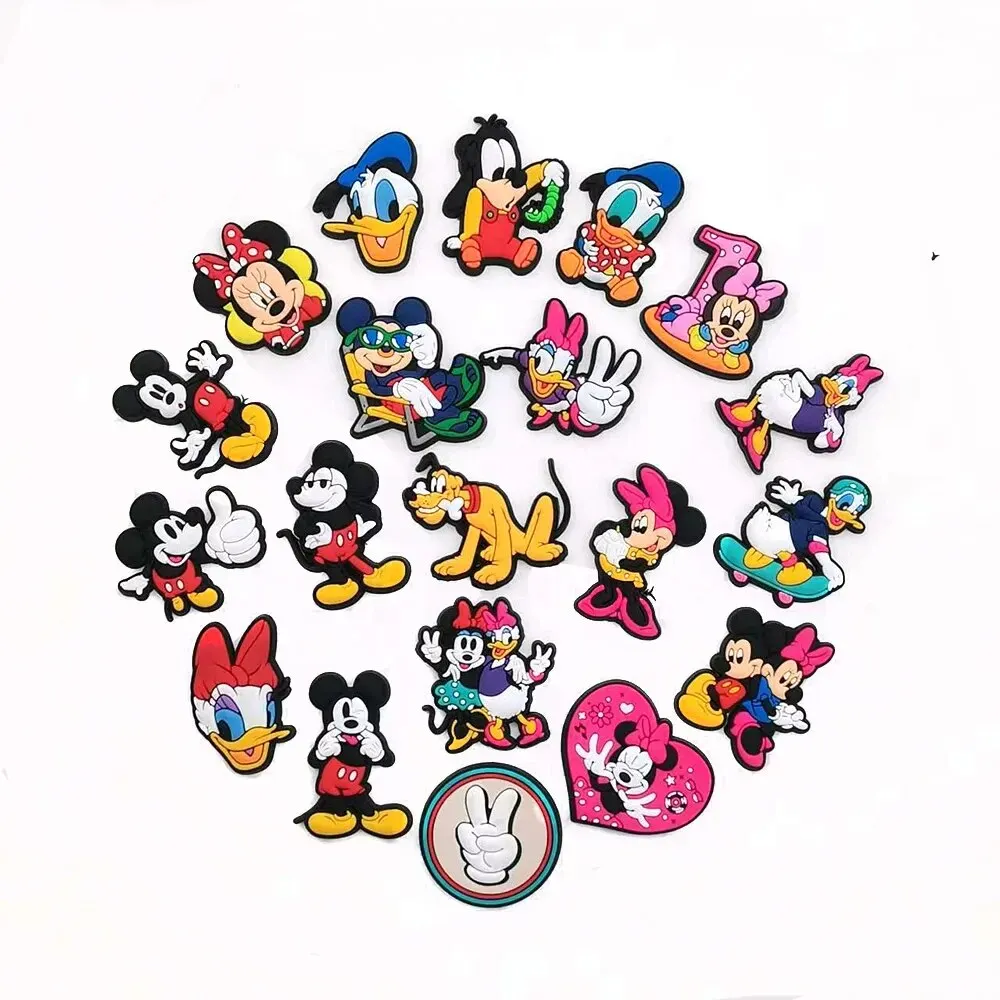 20pcs Mickey Mouse Series รองเท้า Charms ชุดสําหรับ Clogs Bogg กระเป๋า Bubble Slides รองเท้าแตะ, PVC ตกแต่งรองเท้ากระเป๋าชายหาดอุปกรณ์เสริม
