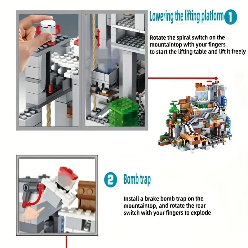 MINISO Mountain Cave Bausteinspielzeug, Aufklärungsspielzeug für Kinder, Weihnachtsgeschenke