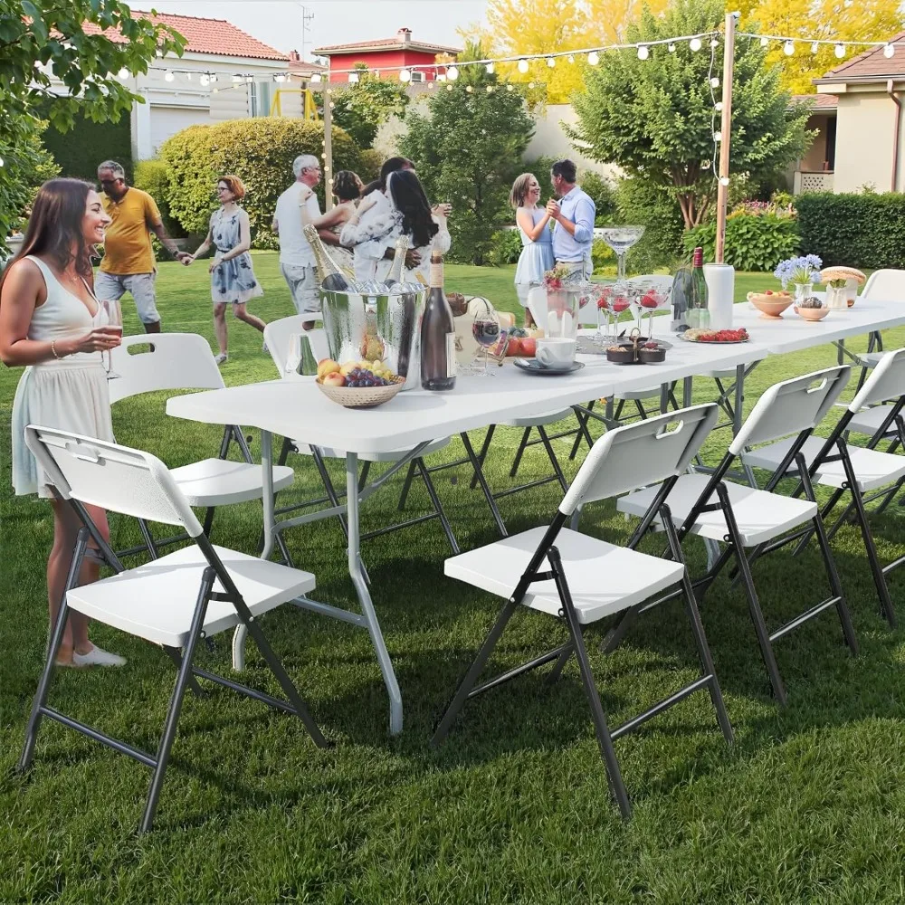 12 Pack Folding Chairs, 700lbs Capacity Heavy Duty Folding Chair with Reinfoced Steel Frame for Indoor/Outdoor Use, White Plasti