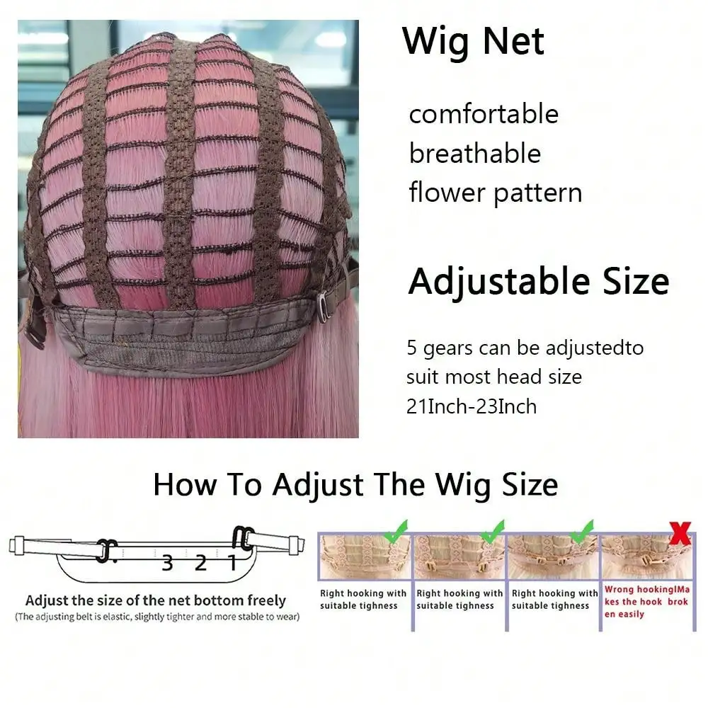 MSIWIGS 女性の合成コスプレロリータウィッグカットバングブルーピンクブロンドレッドロングストレートヘアパーティーレディガール