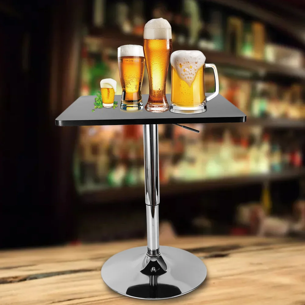 Quadratischer Stehtisch, höhenverstellbarer Pub-Tisch, 360° drehbare Cocktailtische mit Metallgestell, professionelle Tischmöbel