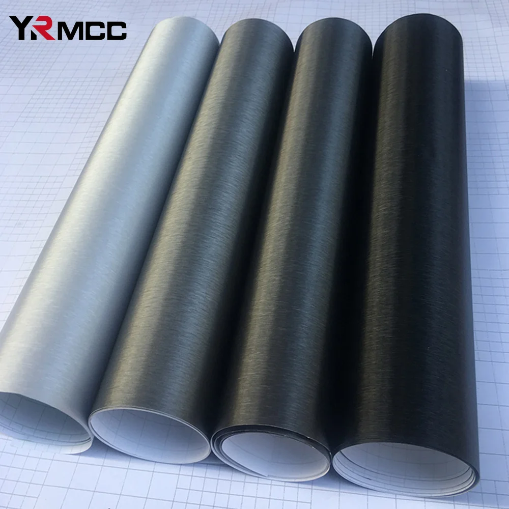 Cepillo de aluminio plateado, película de vinilo, película de revestimiento para coche, envoltura de vinilo cepillado para coche, pegatina adhesiva Auo DIY para piel de ordenador de motocicleta y coche