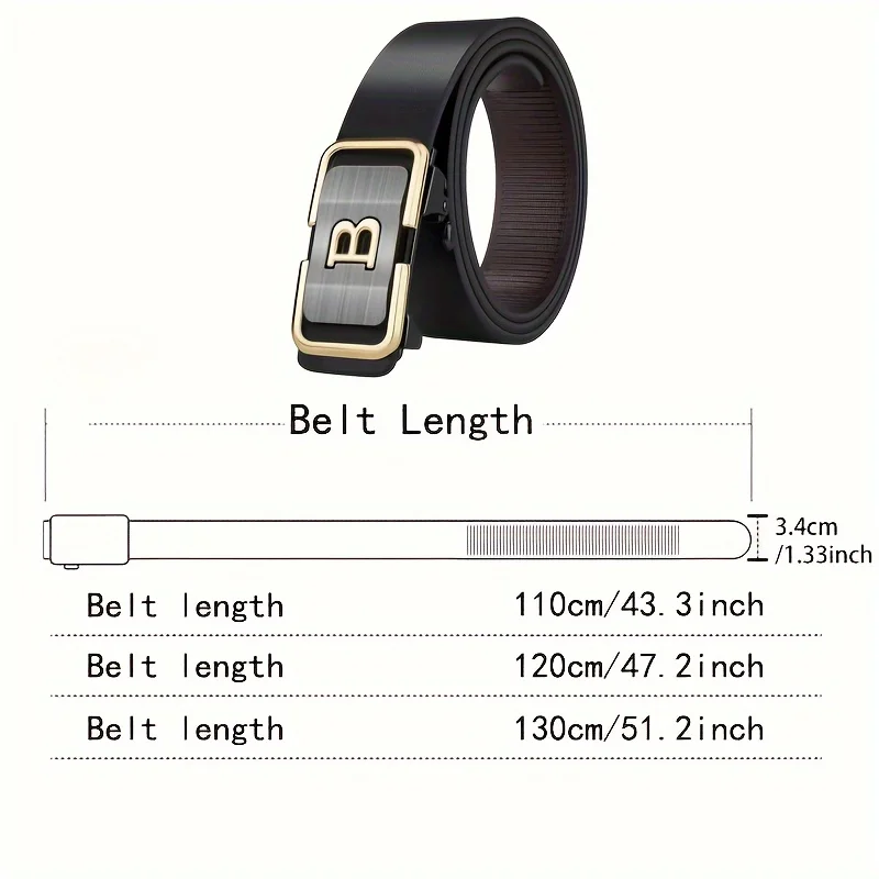 Fivela automática desdentado masculina nova moda cinto com botão carta negócios moda cinto de alta qualidade festival presente seleção